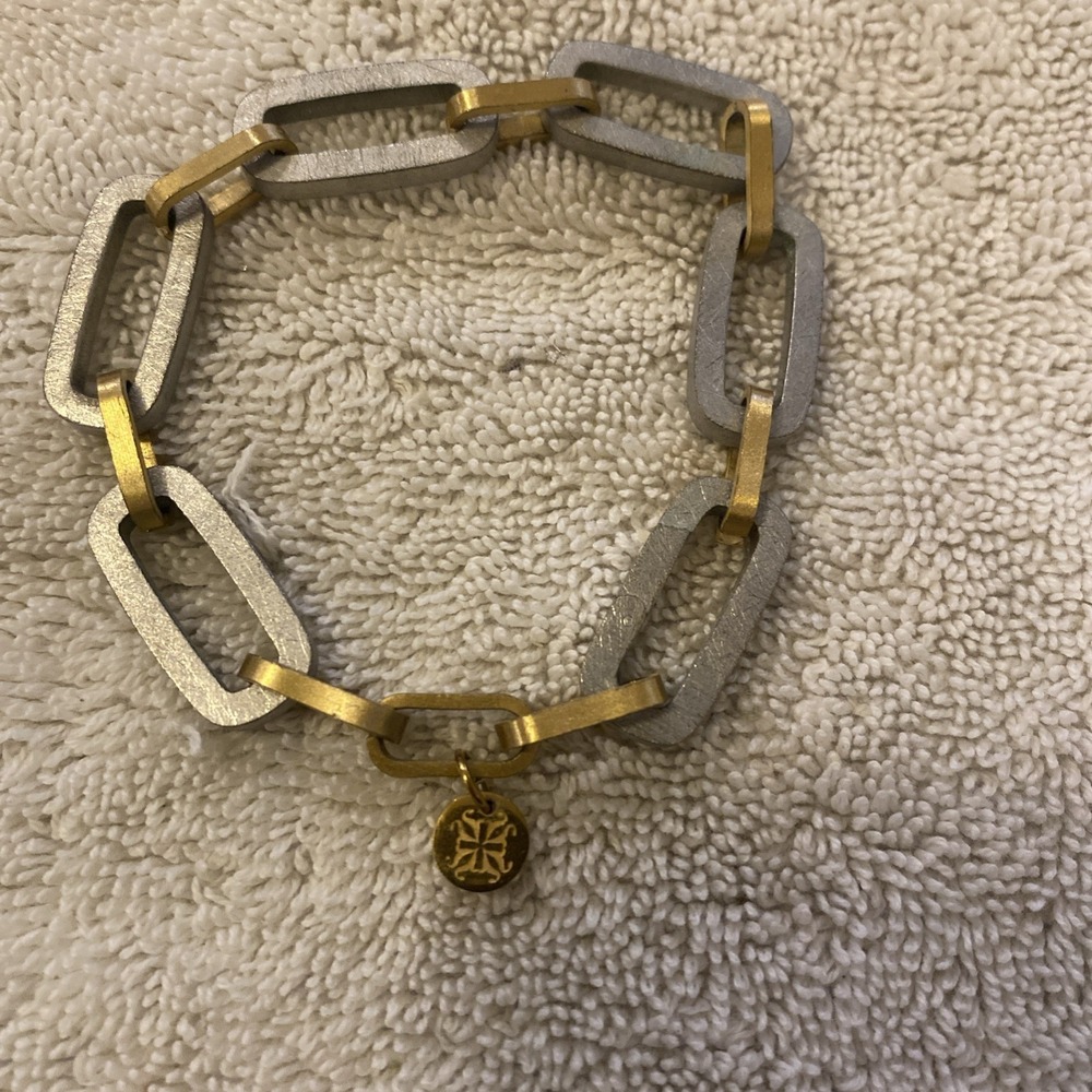 RC‎ Link Two Tone Metal Vtg Bracelet, VGC.
